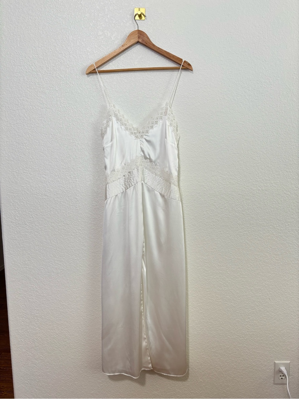 NWT Zara White Satin Lace Slip Maxi Dress Womens Small Bridal Coquette